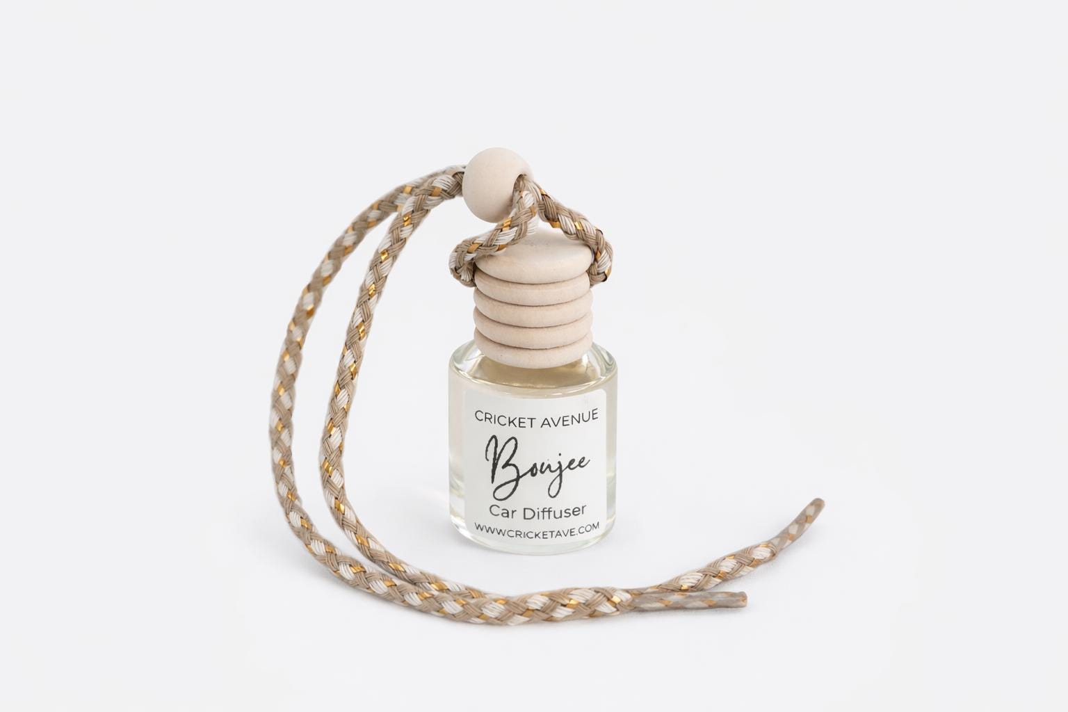 Hanging Car Oil Diffuser: Refillable Glass Bottle, Wooden Cap Choice of Scent