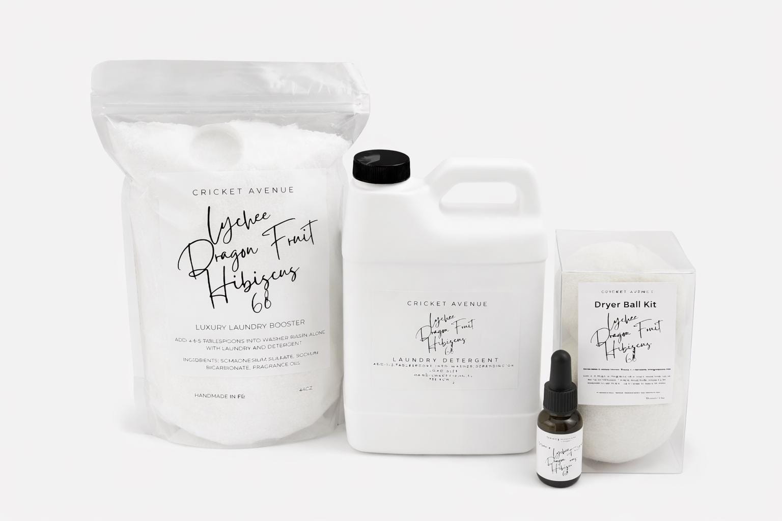 Highly Scented Laundry Trio| 44oz Booster, 32oz Detergent, Dryer Ball Kit